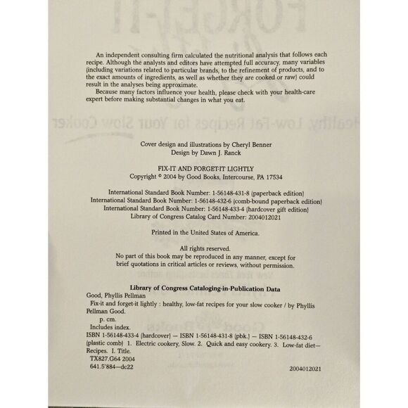 Fix-It and Forget It:  Lightly Healthy Low-fat Recipes for Your Slow Cooker - Picture 3 of 5